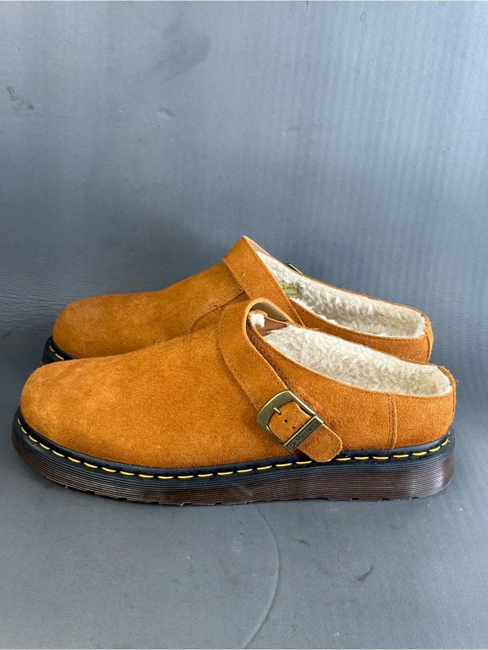 Dr. Martens Isham Marbled Suede Slingback Mule 'Brown Mustard' men’s size 12 new